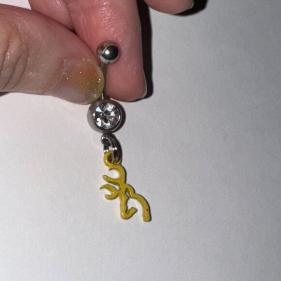 Yellow Browning Dangle Belly Ring - Picture 6 of 6